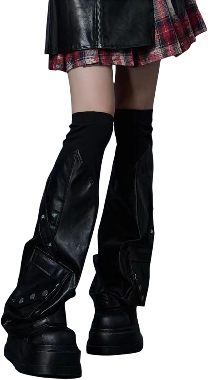 win2win Punk Fashion Leg Warmers Cyber Goth Y2k Grunge Rave Emo Women