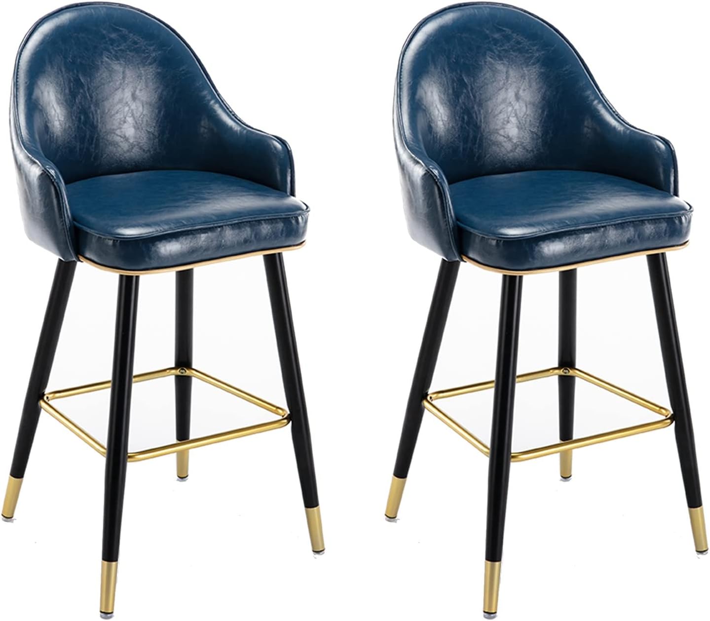 Bar Stools Set of 2 Modern Velvet Bar Stools with Backrest and Footrest