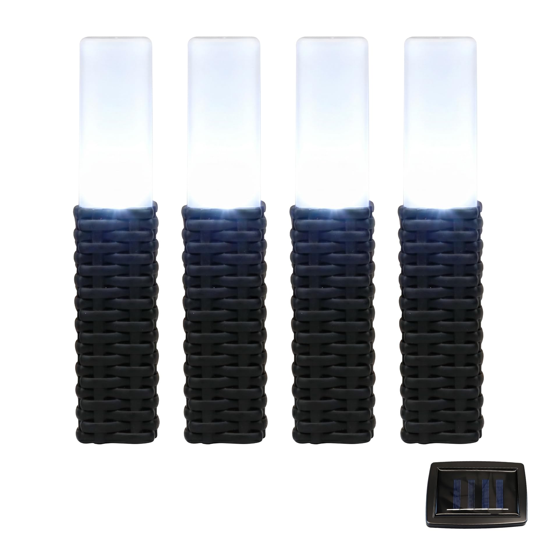 Streetwize  Black Set Of 4 Solar Rattan Effect Light in Size H26cm, Sports Direct