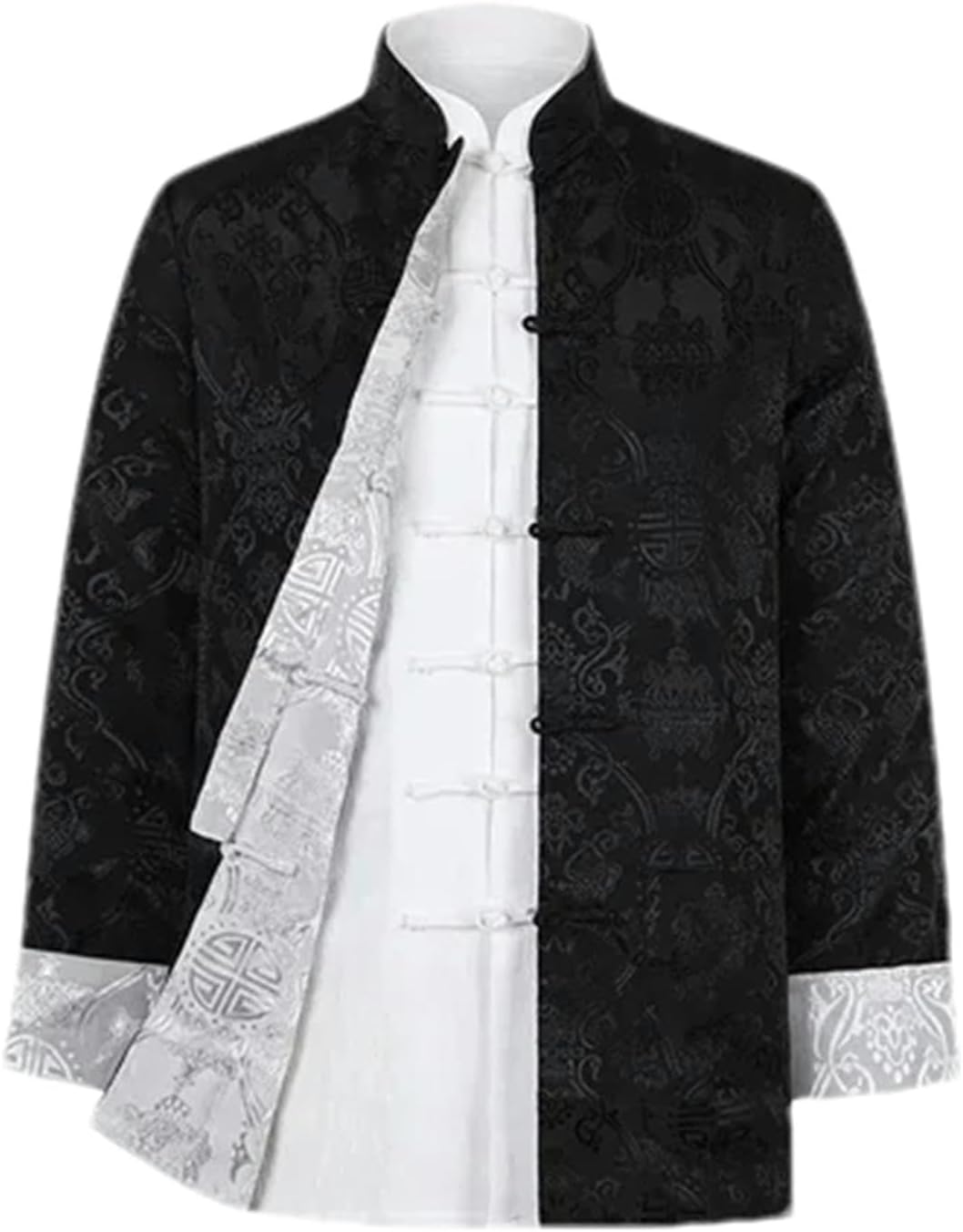 Tang Suit Hanfu Men Silk Coats Chinois Retro Tops Chinese Style Reversible Jackets Chinese Traditional Top for Male