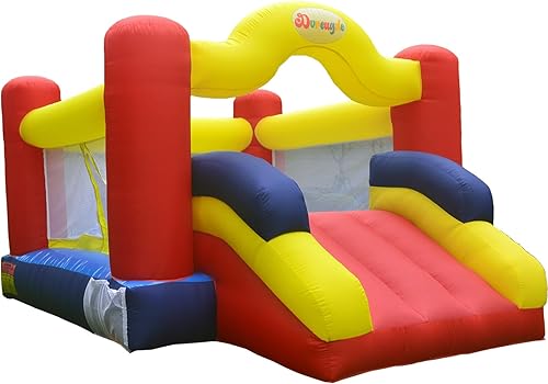 Castillo inflable con soplador de aire y tobogán, castillo animoso familiar con juego de pelota de dardos, casa inflable para niños, 12 pies x 9