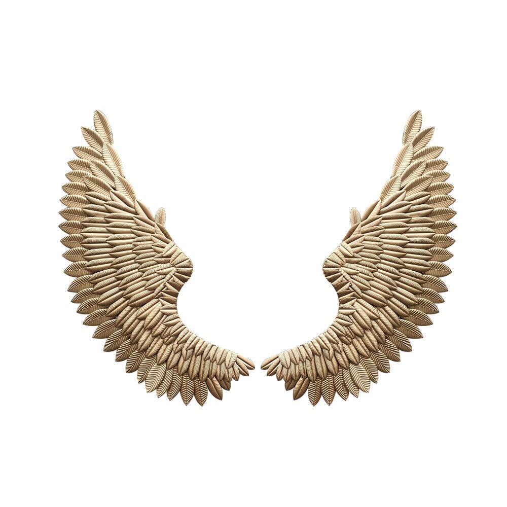 panfudongk Alas de ángel decoración de pared para sala de estar, decoración de pared, decoración de pared, decoración de pared dorada, para un ambiente cálido en casa y oficina, hecha a mano con un