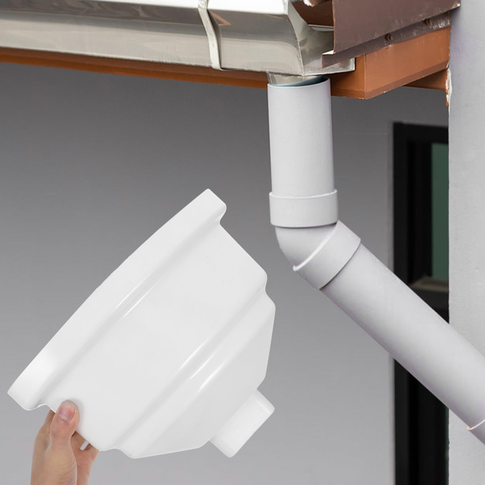 BESPORTBLE Raccoglitore e Raccolta Acqua Piovana Bianco in Pvc Acqua Piovana e Facile da Installare Imbuto Quadrato e Curvo per Grondaie