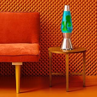 MATHMOS Lampe à lave Astro Argent | Inventeurs britanniques du classique du design de 1963 | Lampe à lave Bleu/Vert fabriquée à la main en Grande-Bretagne selon des normes de sécurité strictes