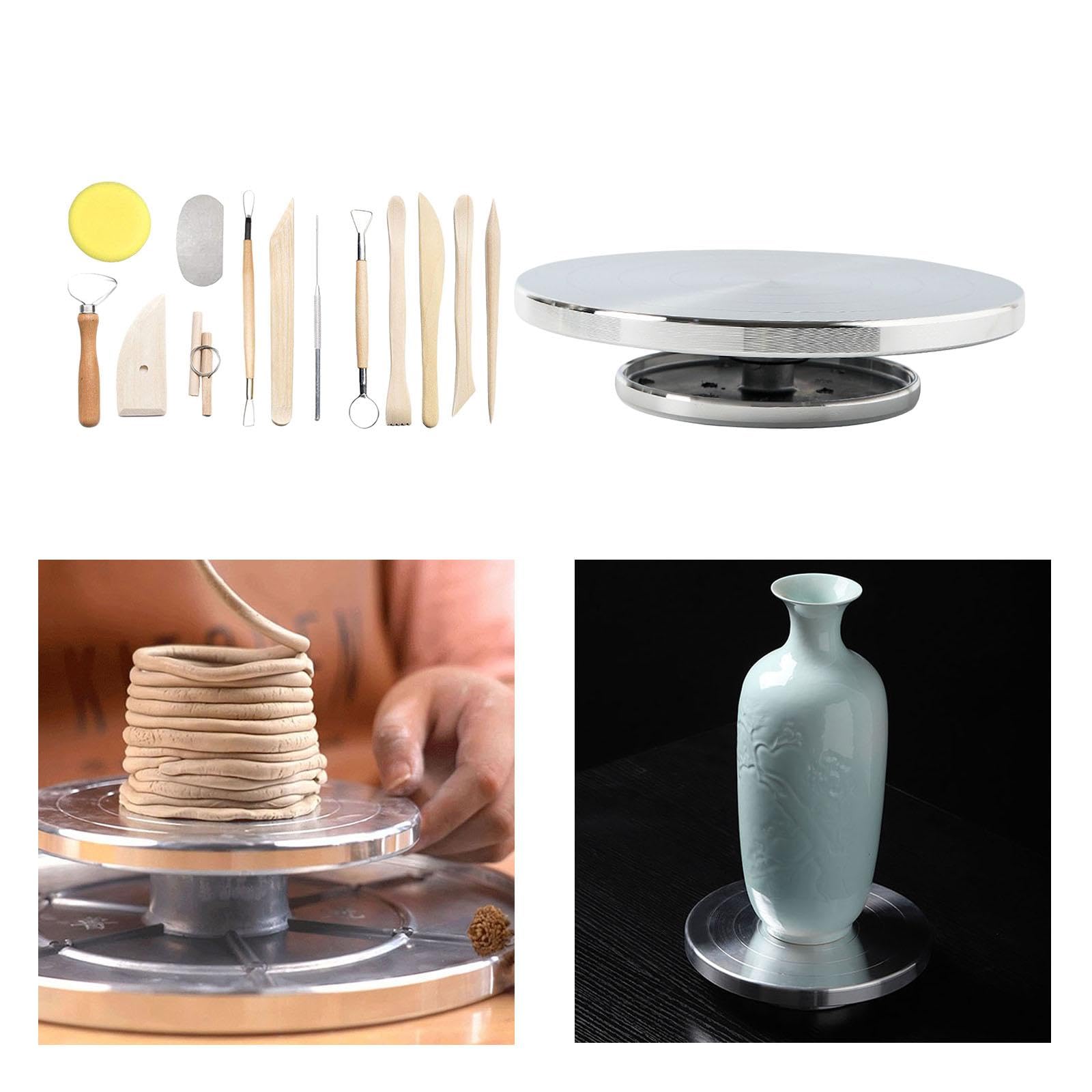 Tornio Da Vasaio Attrezzi Modellazione Scultura Rotazione Regolare Accessori Torno Da Tavolo Manico in Legno Argilla Adatto per Laboratorio Artistico