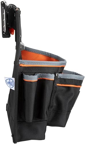 Miniatura 9 de Klein Tools Bolsa de herramientas MODbox de 55835MB, bolsa de piezas de electricista de 9 bolsillos, se fija y suelta rápidamente de cinturones de