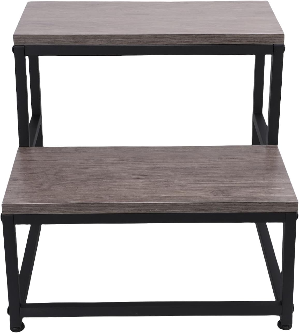 Wooden Step Stools for Adults, 2 Steps Kids High Bed Step Stool, Metal Frame Stepping Stool for Bathroom Kitchen Bedroom Home, 500lbs Load Capacity