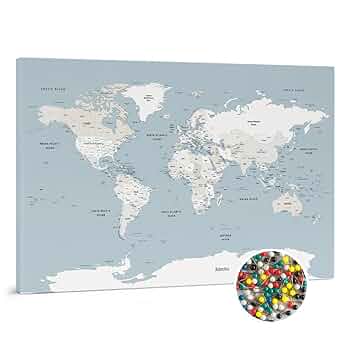 Amazon.co.jp: 旅行マップ - ピン付き小さな世界地図 - ブルーの