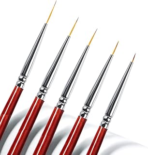 5Pcs Nail Art Liner Brushes Set Nail Art Brush Striping Brush for Thin Long Fine Lines, UV Gel Polish Painting Nail Art Design Liner Brushes Dotting Drawing Pen, Nail Brushes for Nail Art (7/9/12/18/24mm)