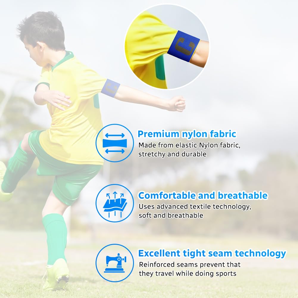 Flintronic Brazaletes de Capitán de Fútbol, Pulsera Elástica Unisex, Cierre de Velcro, Multicolor