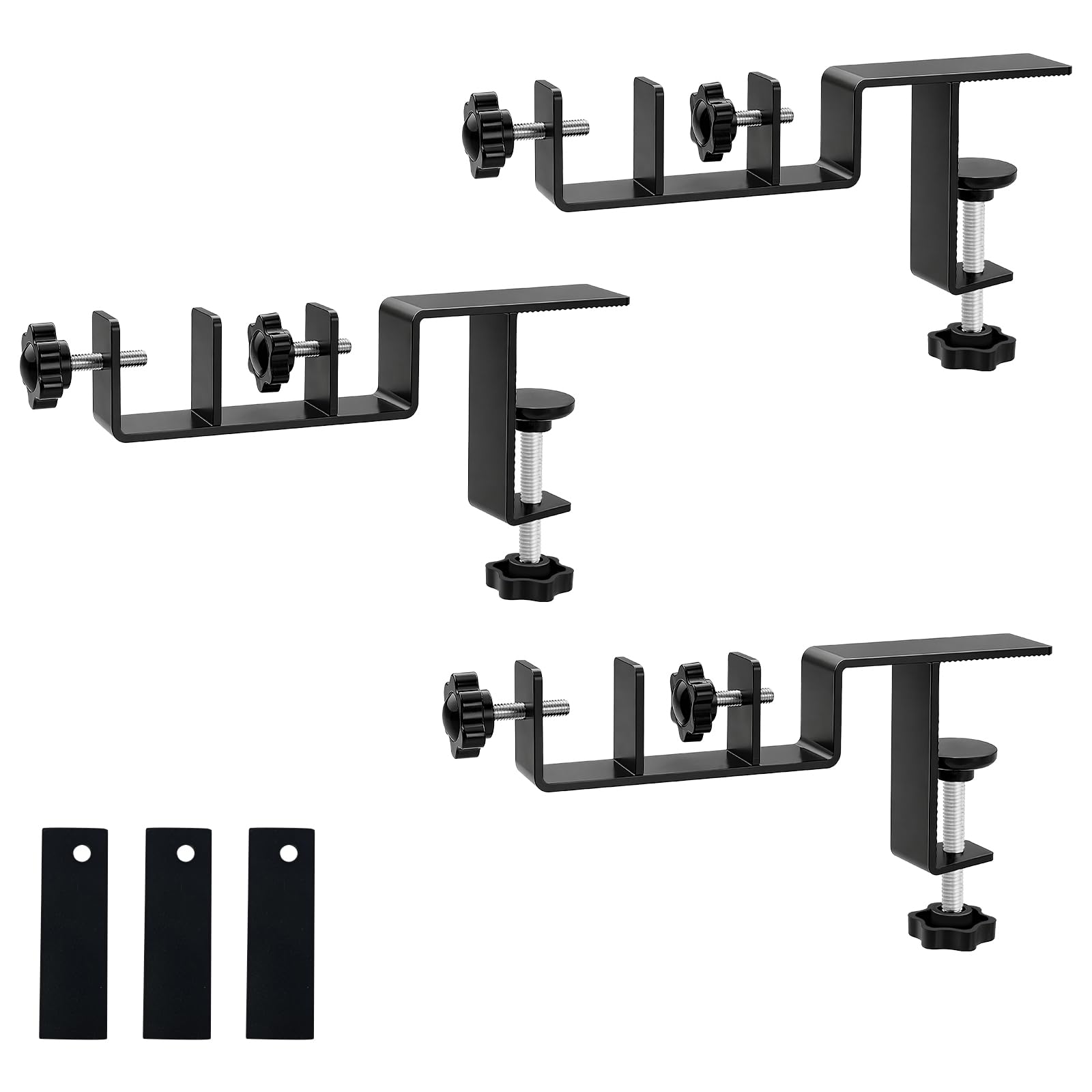 Photo 1 of LAZTZQ Double Curtain Rod Brackets - Black, 3-Piece Set