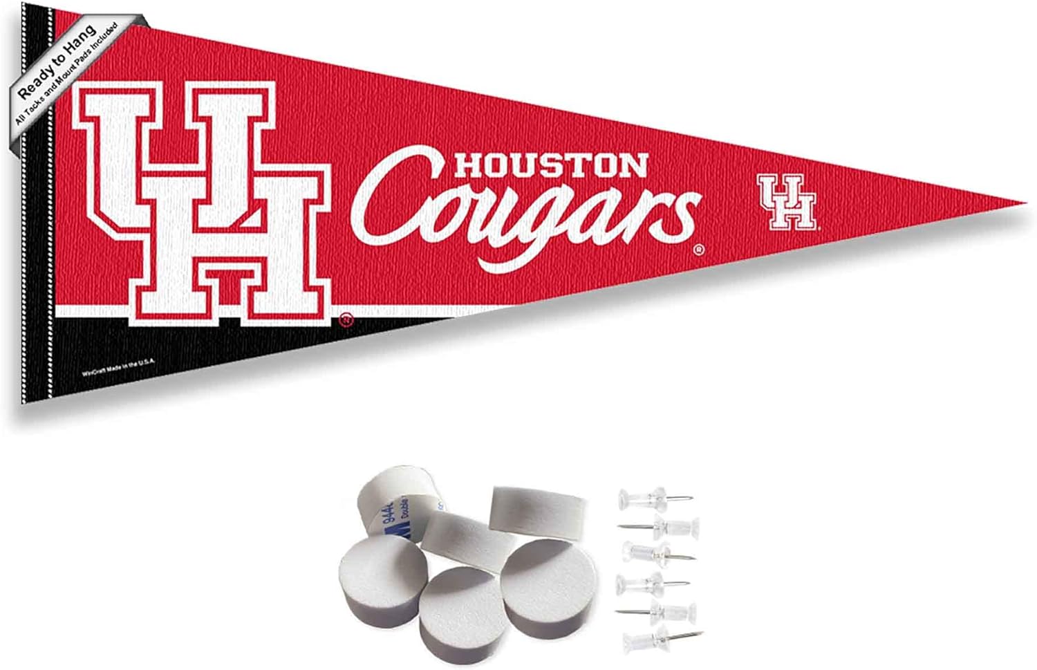 College Flags & Banners Co. Houston Team University Cougars Pennant Flag and Wall Tack Mount Pads
