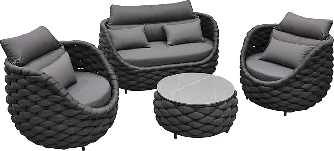 Modern Cast Aluminum Deep Seating Conversation Set
