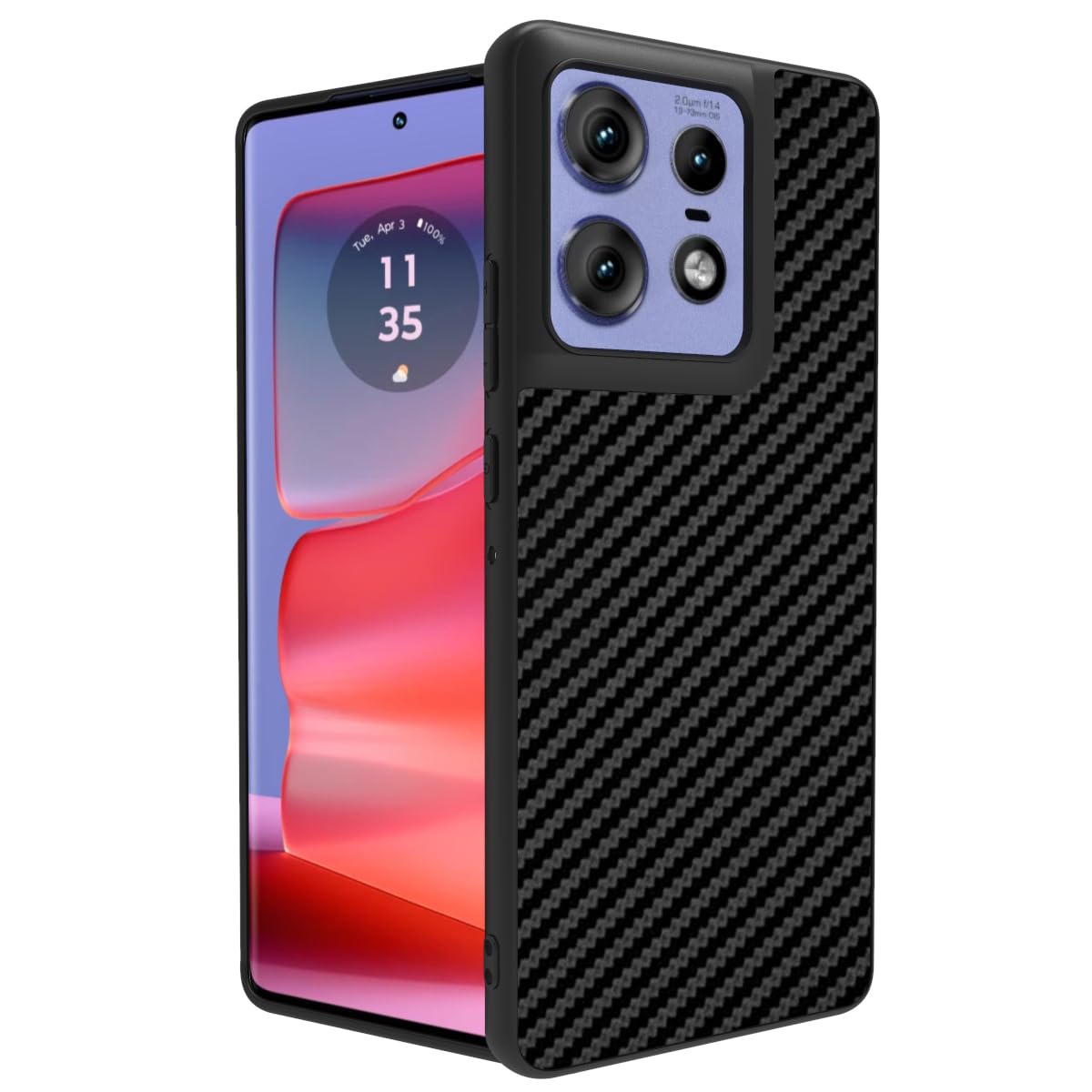 RIGGEAR Sleek Back Cover Case Compatible with Motorola Moto Edge 50 Pro 5G (TPU+PC | Black CF) (B0D5HV58G4) Amazon Price History, Amazon Price Tracker