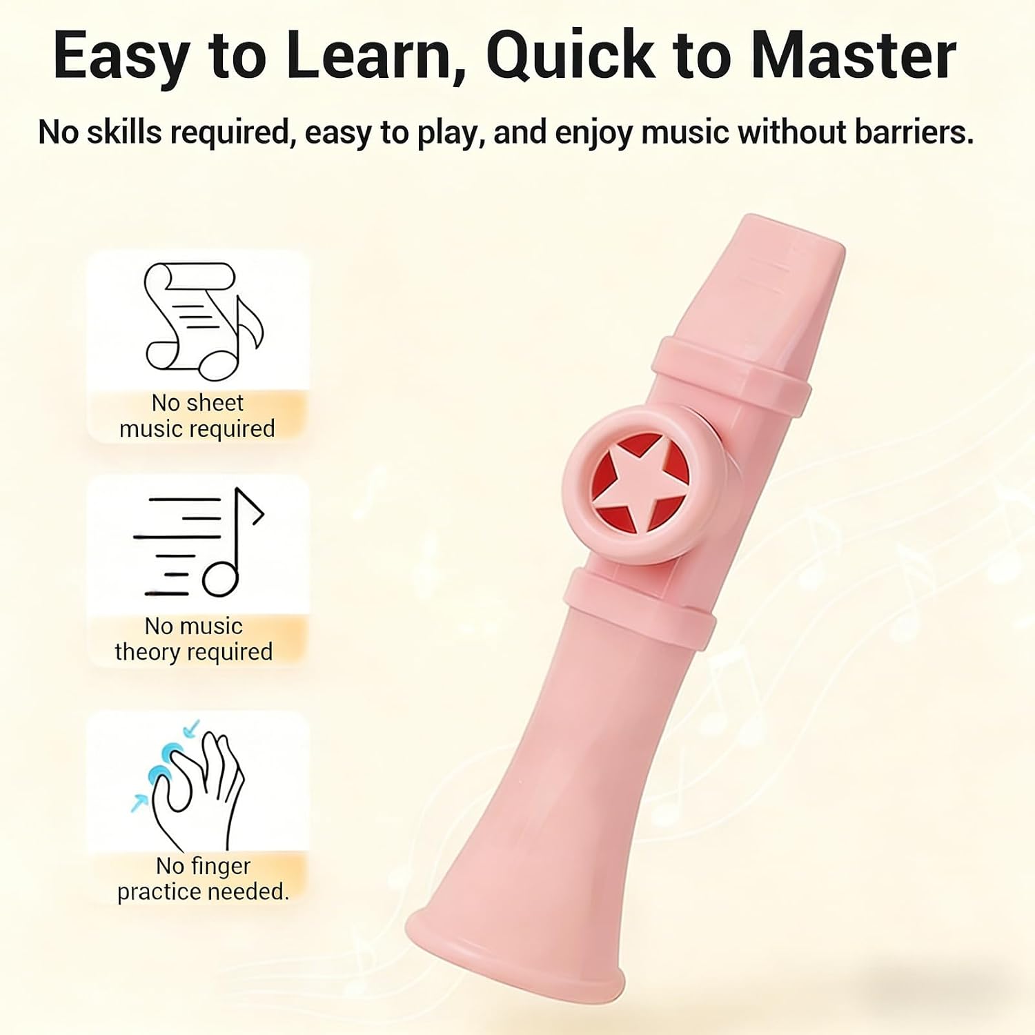 Professional Kazoo for Adults, Premium ABS Musical Instrument, Adjustable Tone, Washable, Portable for Guitar, Ukulele, Piano Accompaniment (Pink) image 3