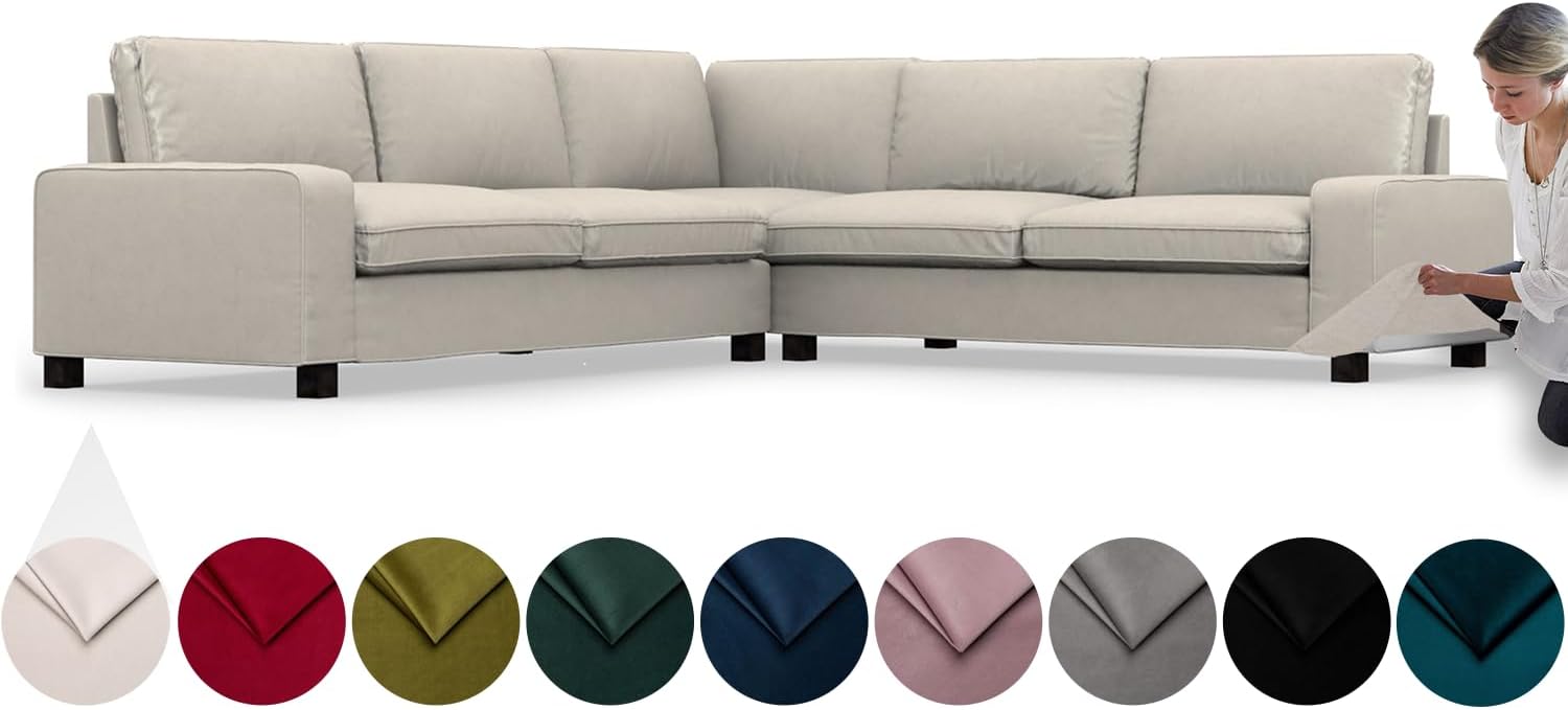 comfortly Cover for Kivik 4 Seat Corner Sofa, Replacement Slipcover, Heavy Duty 16 pcs Cover, Soft Durable Washable Pet-Friendly Fabric, Easy to Clean & Replace (Tiffany - Beige)
