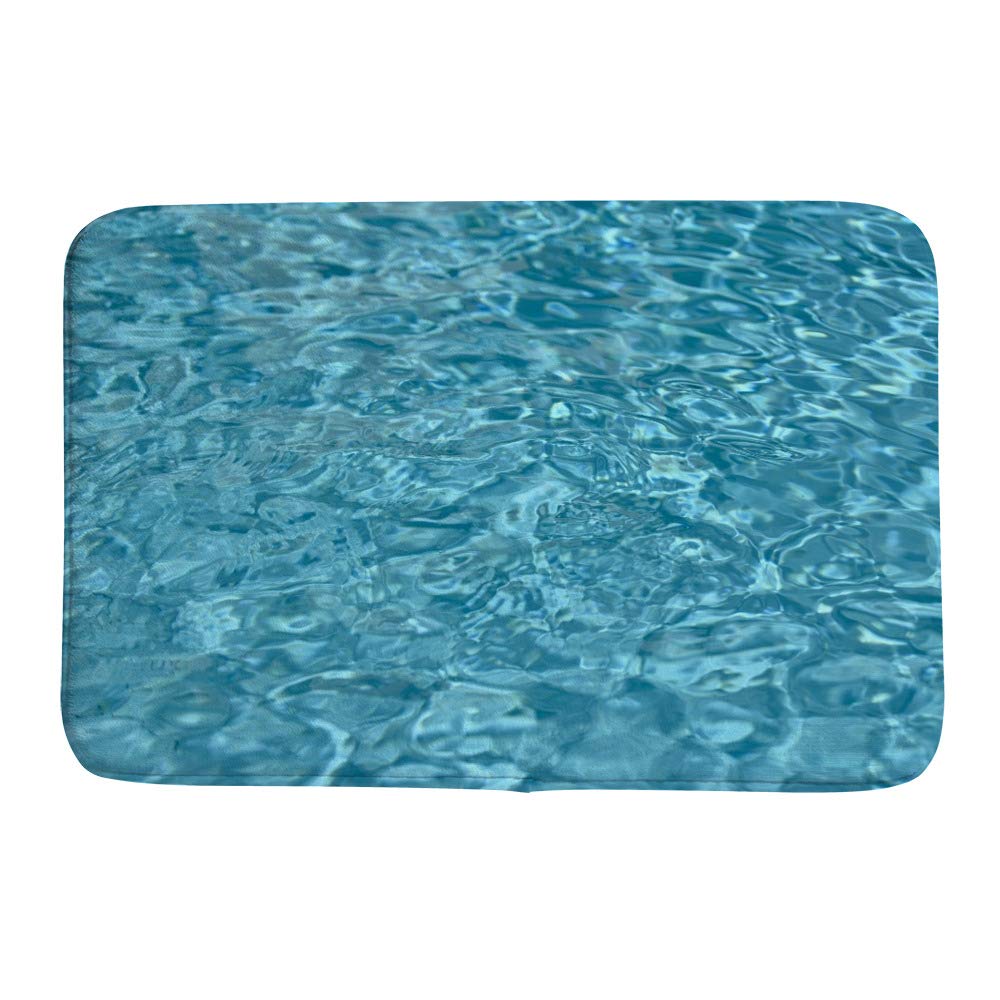 Tapis de bain velours corail antidérapant bleu grand format 91 x 61 cm