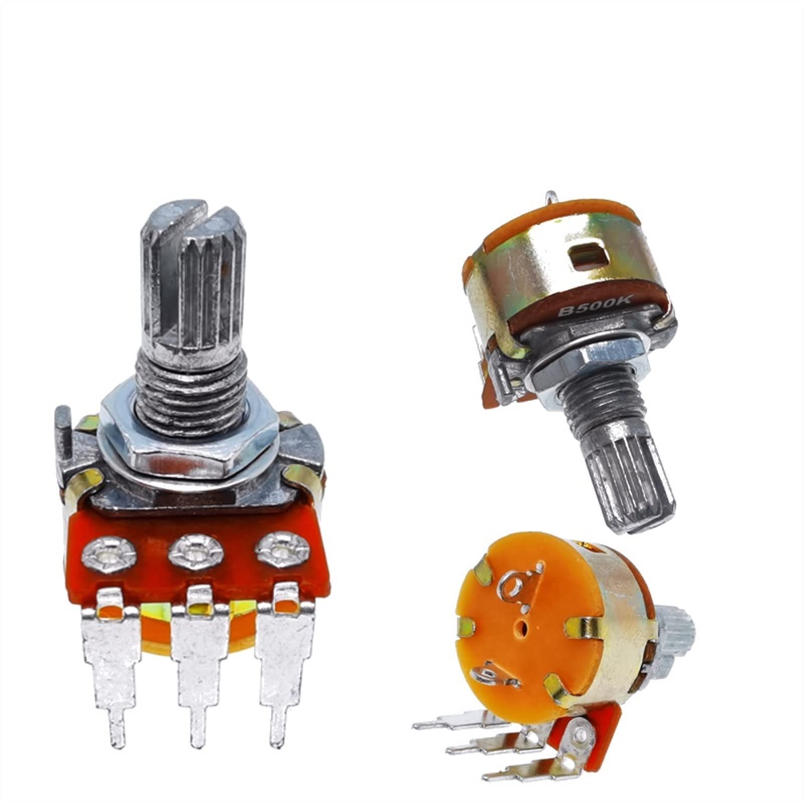IPUDIS 5PCS New Single Potentiometer WH148 B10K B50K B100K B500K Small Bent Foot With Switch For Amplifier Audio 50K 100K (Size : 50K Ohm)
