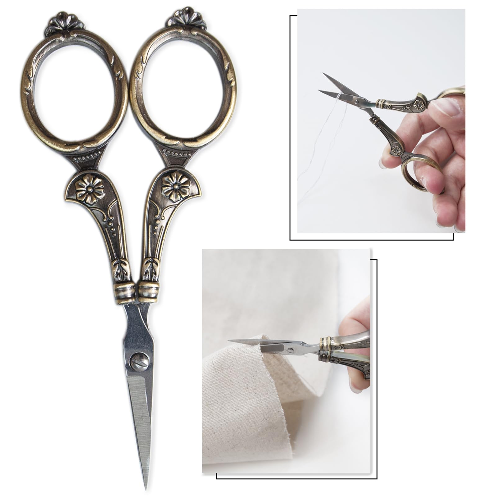Tijeras vintage para manualidades, 6 piezas, tijeras de tela profesionales, tijeras pequeñas vintage | Juego de costura vintage antiguo europeo reutilizable juego de herramientas de costura de