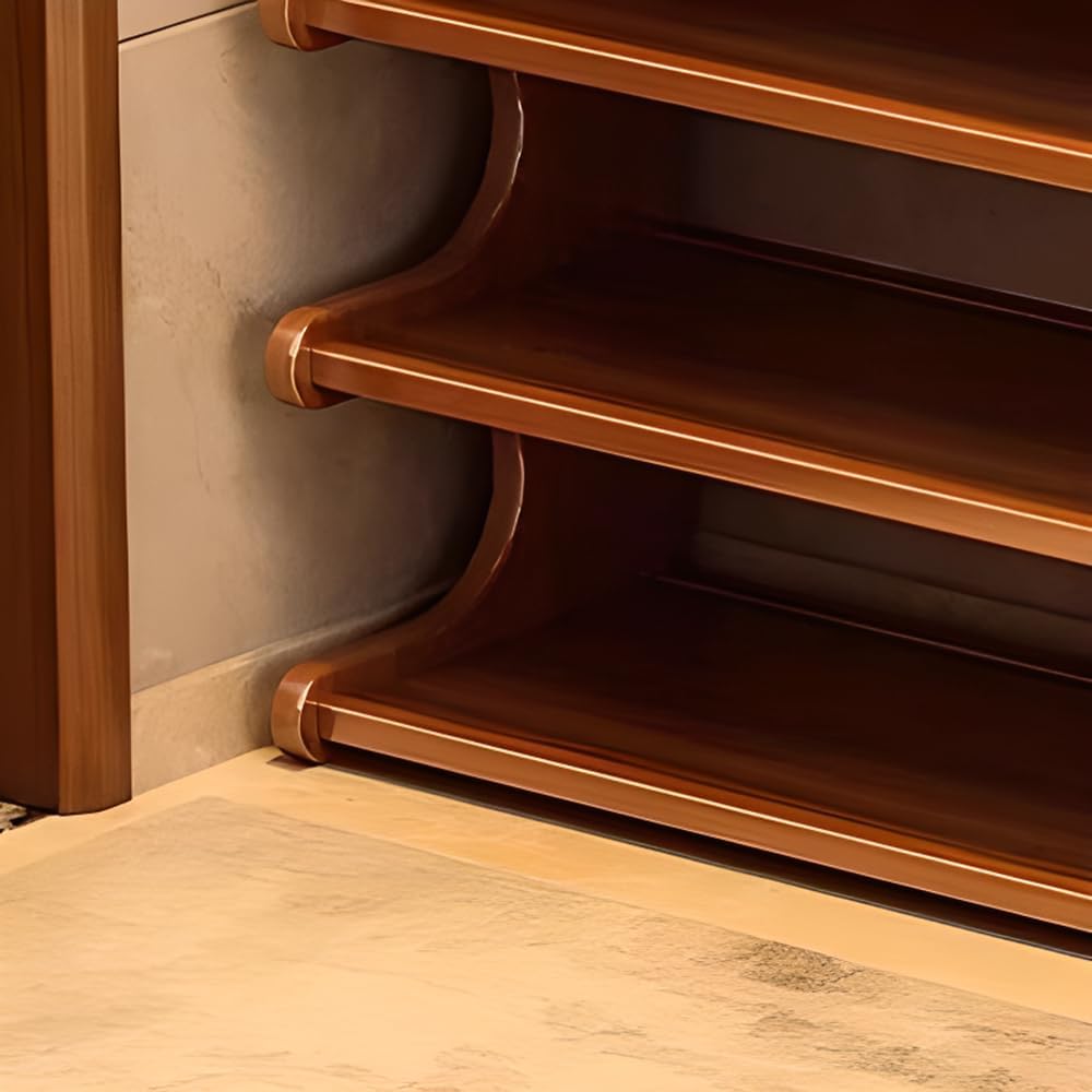 Empty LITFAD 3-Shelf Bamboo Shoe Rack showing its structural design