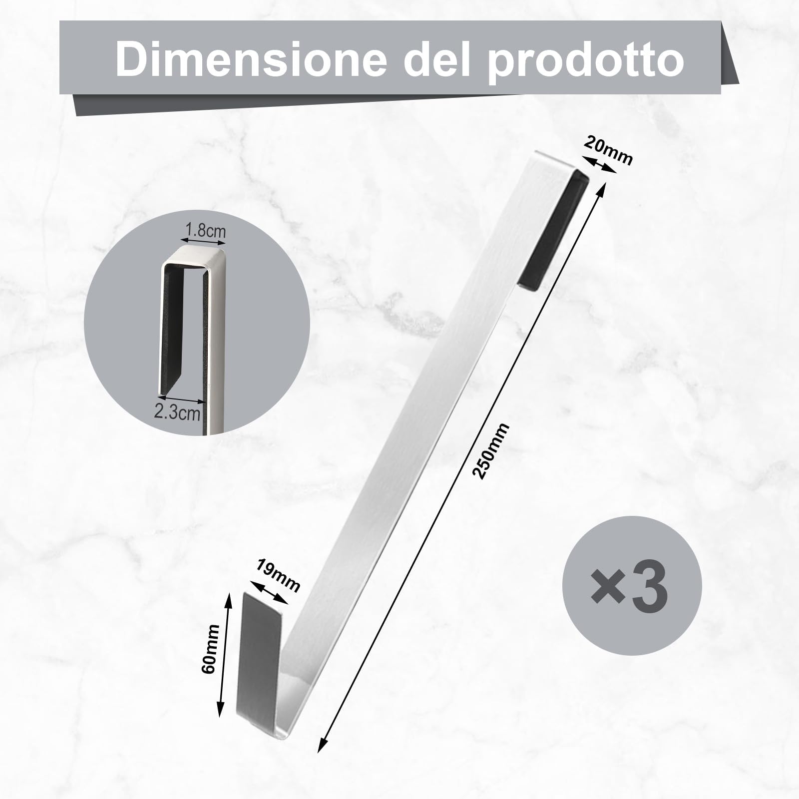 Scettar 3 Pezzi Ganci Bagno Senza Forare Portatile - Portaasciugamani Acciaio Inox 304, Appendi Accappatoio per Porta Doccia In Vetro Senza Telaio, Cucine e Camere Da Letto
