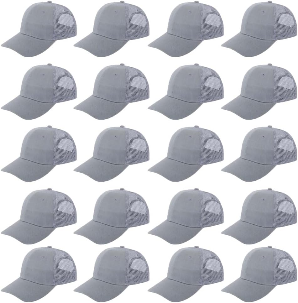 ZH 20 Pack Blank Mesh Trucker Hats, Bulk Baseball Caps Adjustable for Men and Women, Wholesale Plain Snapback Caps image 2