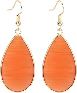 Natural Crystal Healing Stone Earrings Statement Teardrop Dangle Earrings for Women