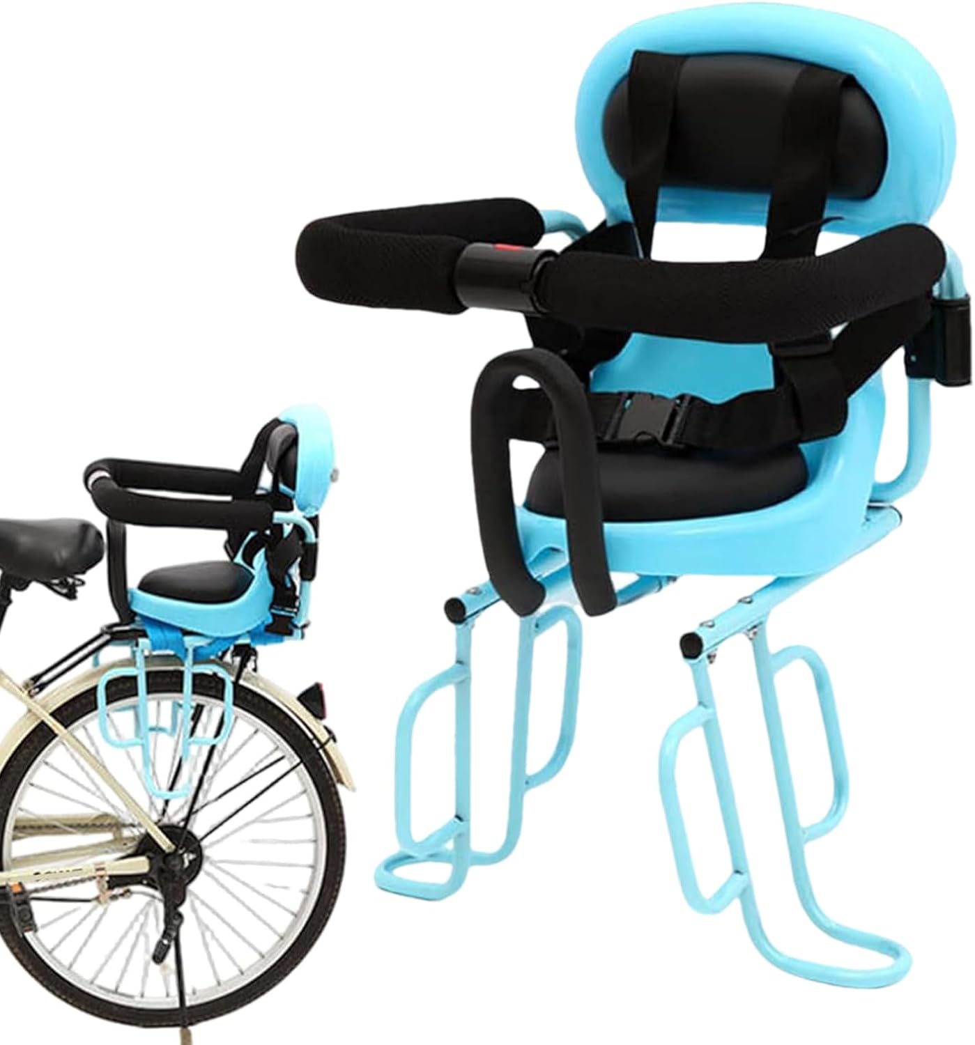 自転車 チャイルドシート - 電動自転車用 後部取り付け 子供用シート - シートベルトとガードレール付き自転車用アタッチメント ロ