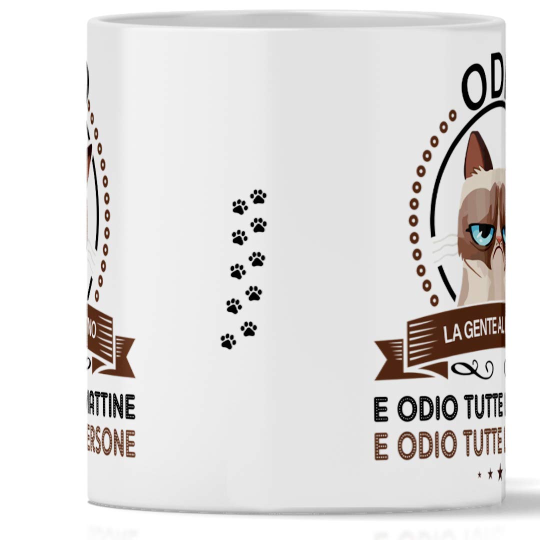 Tazza GATTO Odio la gente al mattino Regalo divertente 350 ml