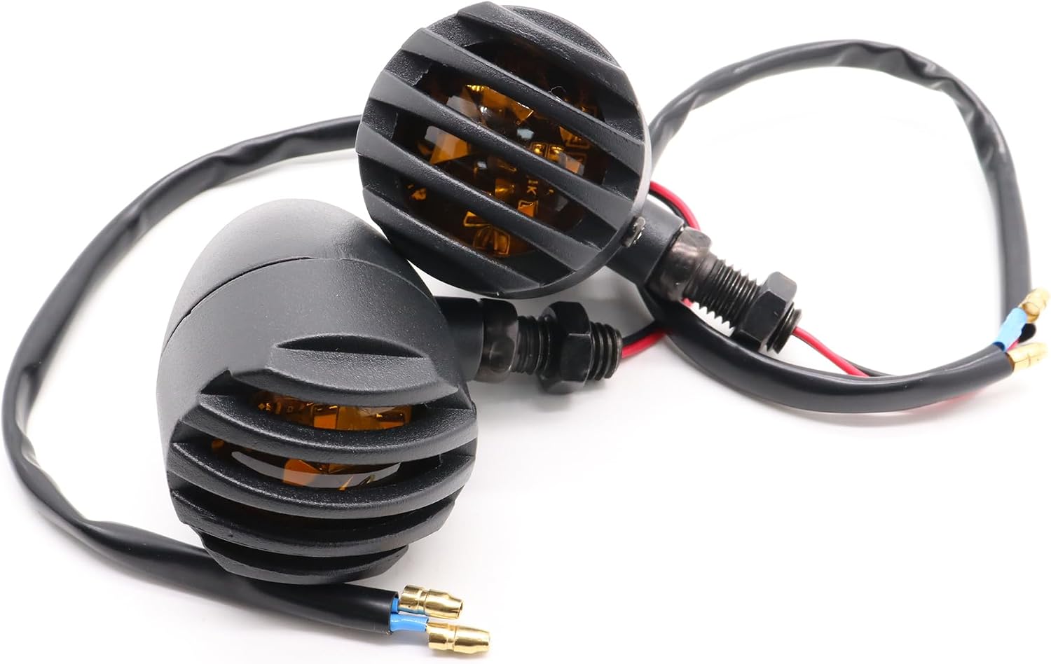 2pcs Heavy Duty Motorcycle Turn Signals Amber Bulb Lights Indicators Blinkers Lights (Black)