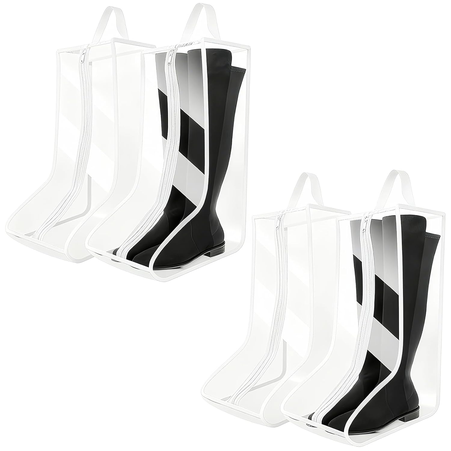 Clear Boot Bags for Cowboy Boots Tall Boot Storage Organizer with Handle Transparent Shoe Dust Covers for Travel