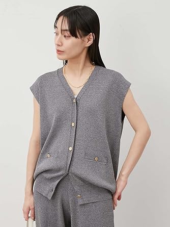 ミラオーウェン 完売 クールドライ金釦ニットベスト グレー ニットベスト ジレ Amazon | [ミラオーウェン] クールドライ金釦ニットベスト