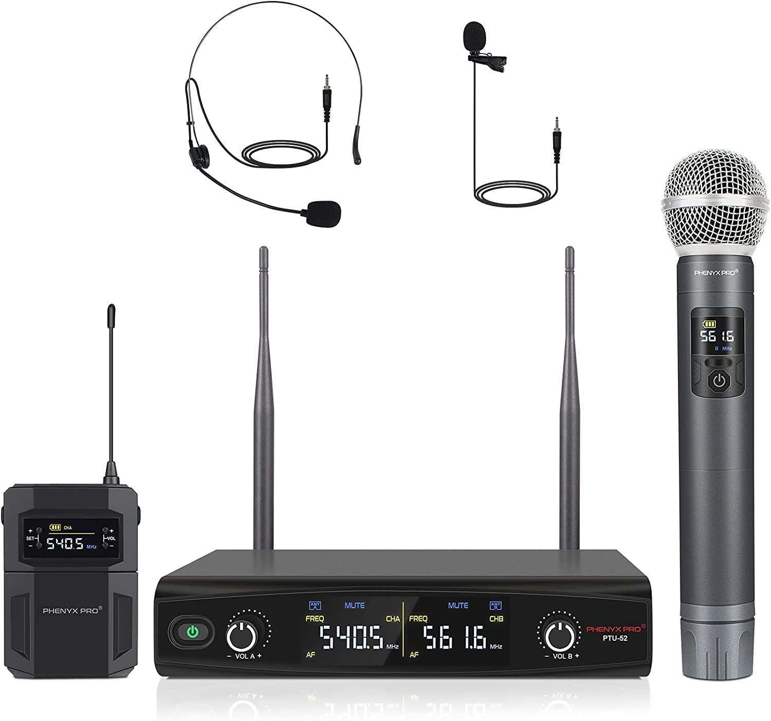 Buy Wireless Microphone System, Phenyx Pro Metal Wireless Mic Set with Handheld Microphone