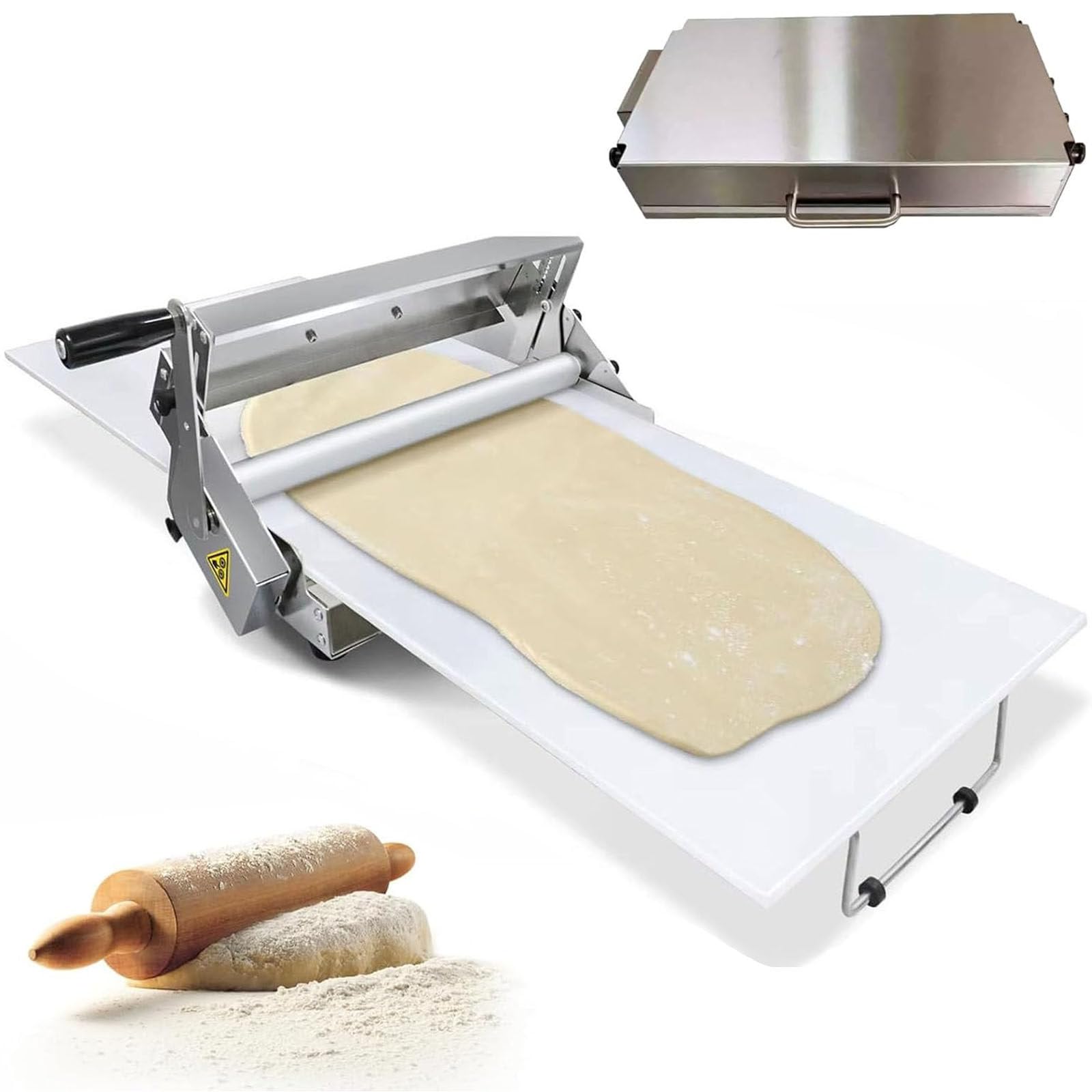 Sfogliatrice Pieghevole con taglieri da 12"/15,5", Macchina per stendere la Pasta manualmente, Spessore Regolabile da 0,5 a 17,5 mm/da 0,5 a 27 mm, per preparare la Base per Fudge e l'impast