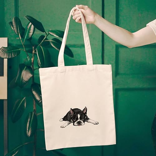 Vista 112 de WIRESTER Bolsa de lona reutilizable para mujeres y niñas, bolsa de compras de comestibles, bolsa de hombro, bolsa de viaje, animal de perro y gato