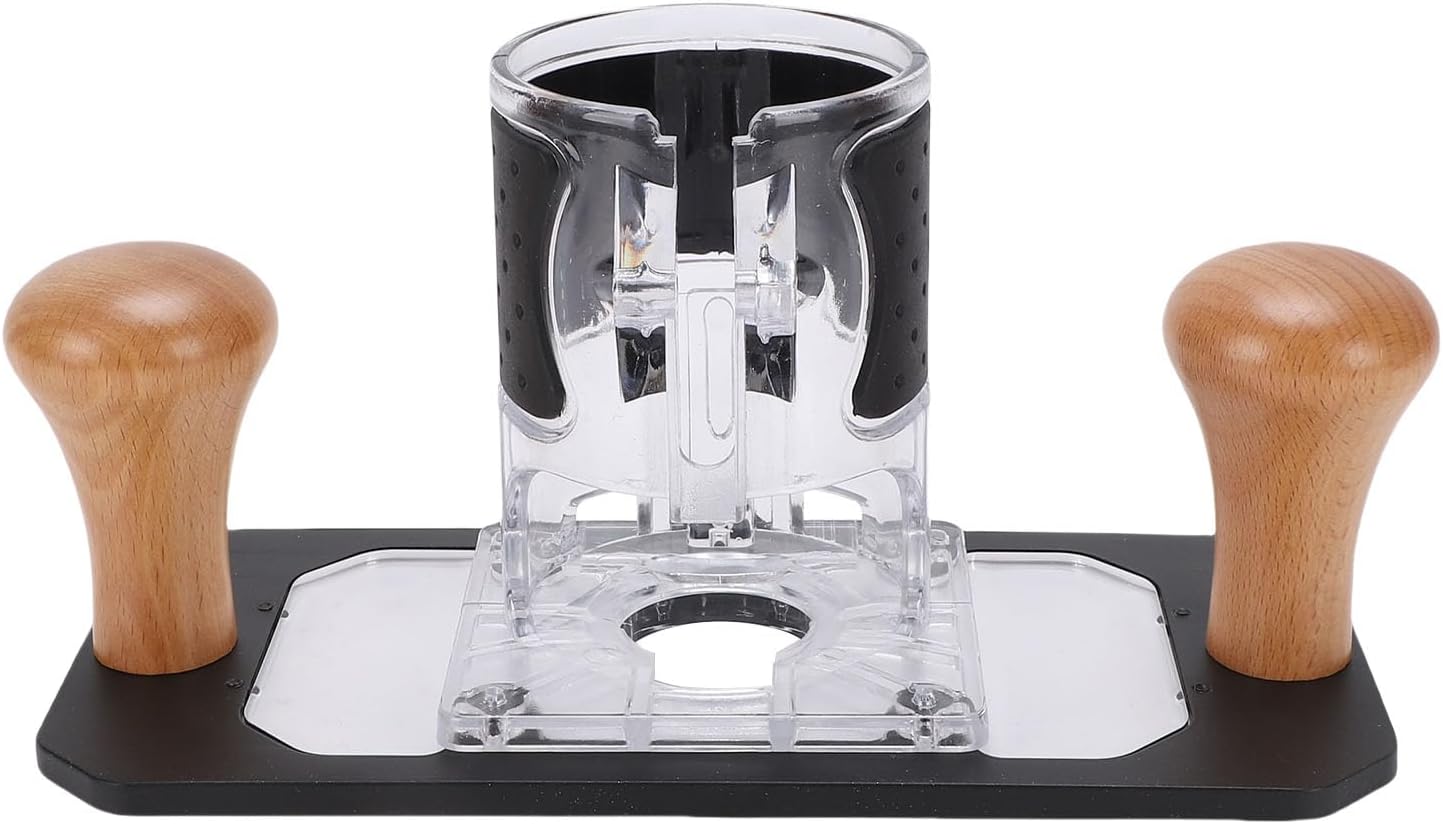 Fabater Woodworking Router Base, Transparent Safety Cover Aluminum Construction Trimmer Router Base, Milling Slotting Bracket with Flip Board for 63.5-65mm Woodworking Tools