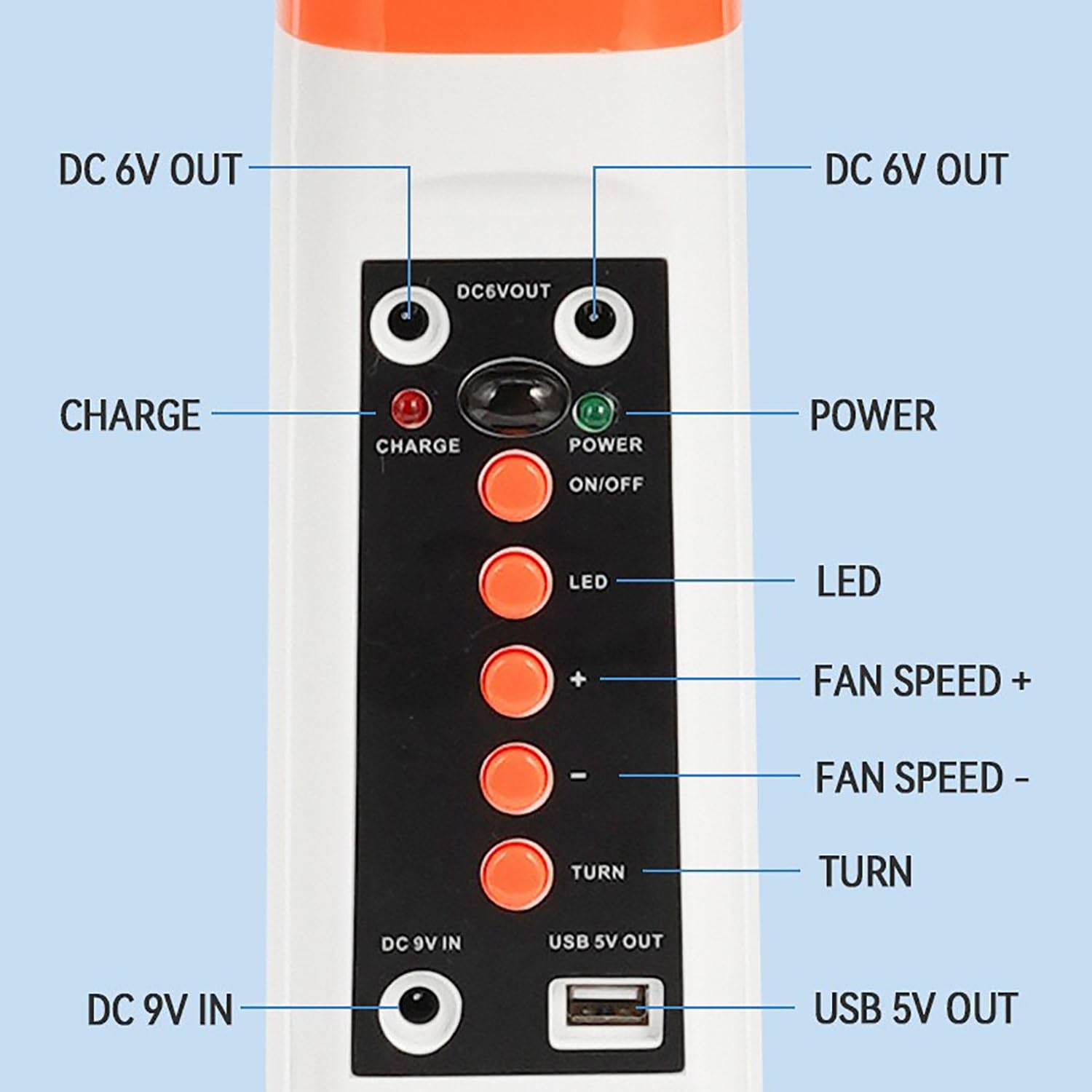 Ventilatore Portatile a piedistallo Ventilatori solari con Telecomando, Ventilatore da Pavimento, Ventilatore oscillante all'aperto; Luce Notturna e Porta USB；