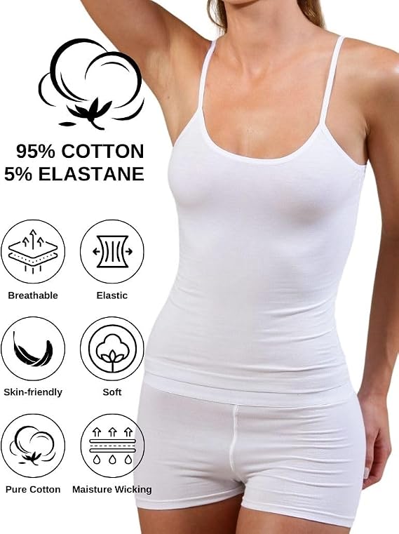 ALYA UNDERWEAR 3 Pack Women's Cotton, Breathable, Lycra, Comfortable, Ip Strap Oval Collar Athlete