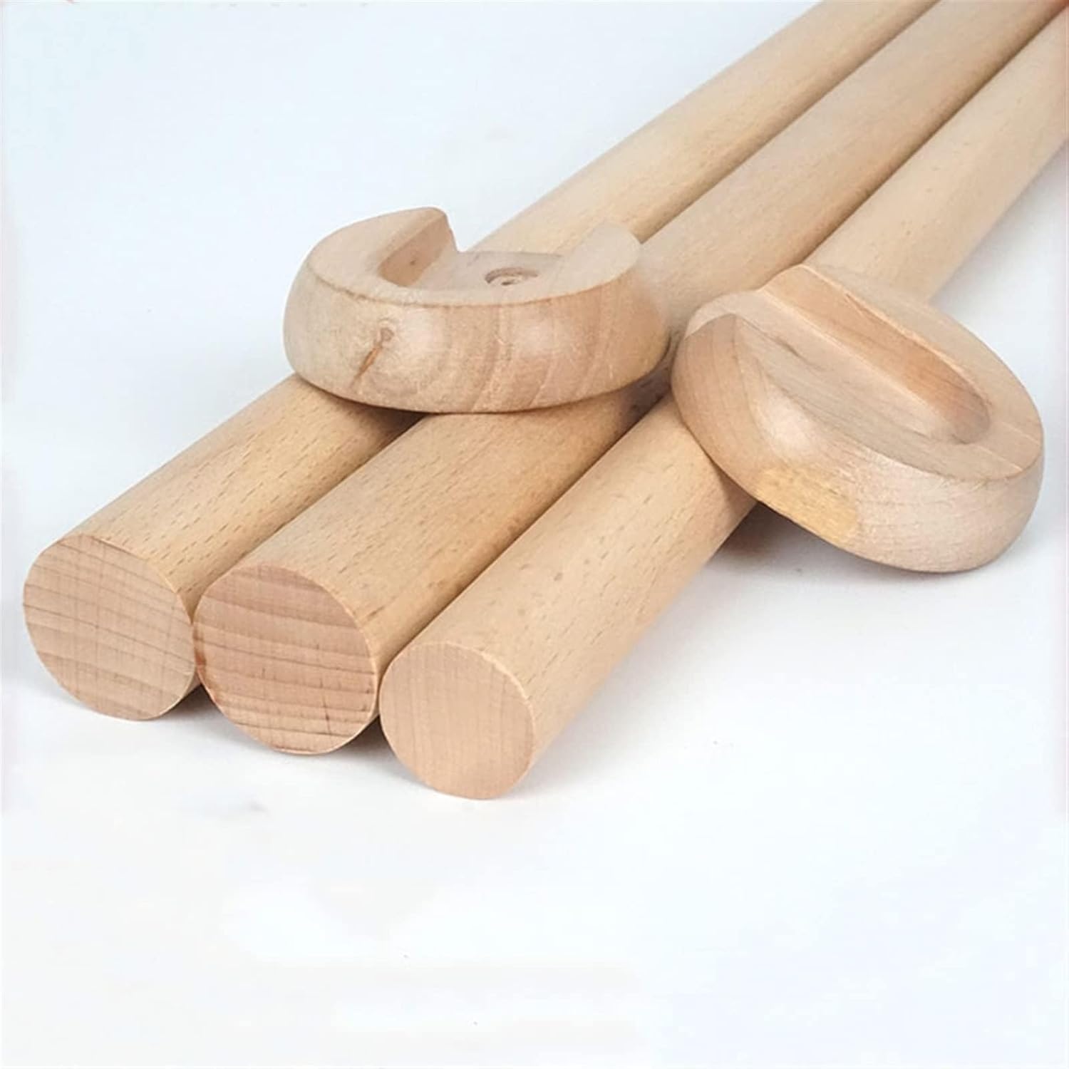 Barre de penderie en bois naturel avec supports pour placard et armoire