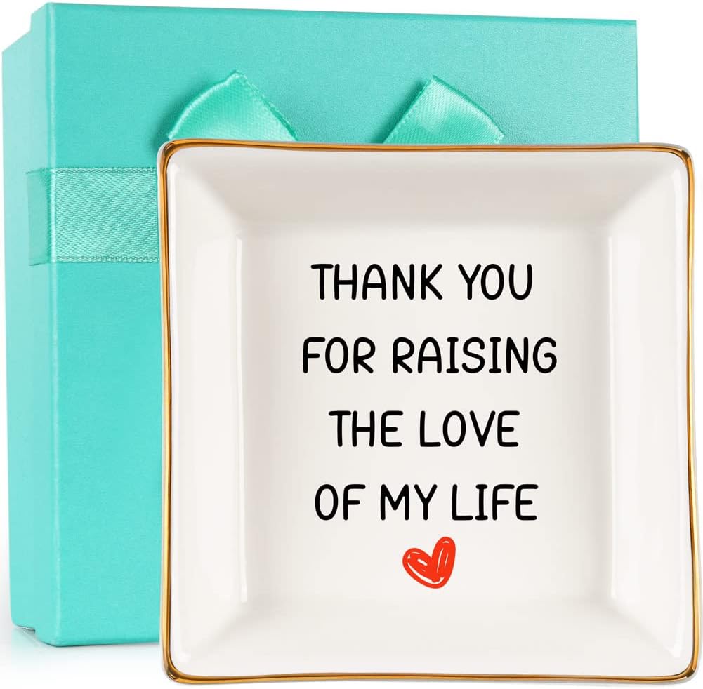 Best Gifts for Mother in Law Gifts from Daughter Son in Law - Mother of The Bride Groom Gift, Boyfriends Mom Future Best Mother in Law Gift for Wedding Birthday, Jewelry Tray