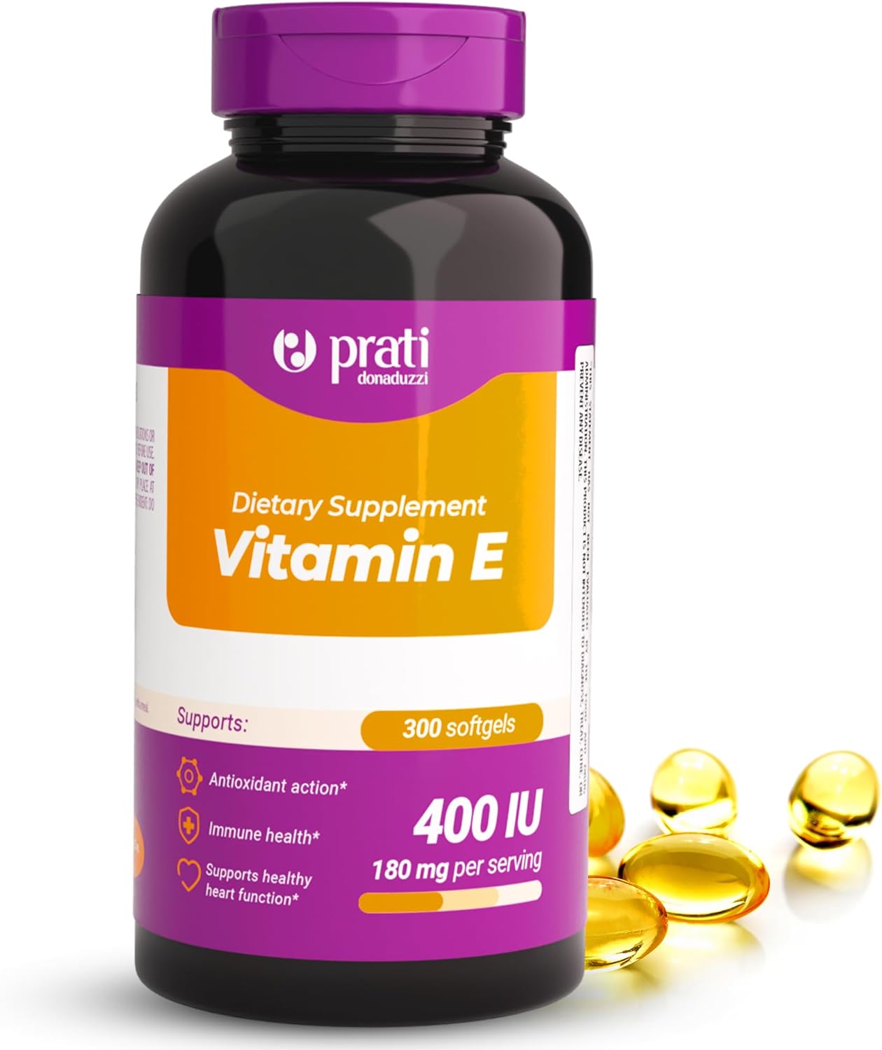 Prati Donaduzzi Vitamin E 300 Softgel 400 IU (180 mg dl-Alpha) – Supplement for Support Against Free Radicals – Extended Supply for 300 Daily Wellness