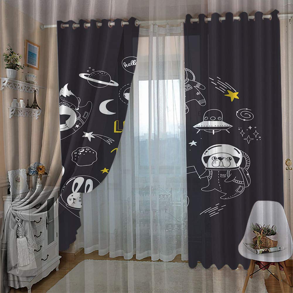 Gardinen Blickdicht Vorhänge 2er Set mit Ösen und Raffhalter, Morbuy 3D Drucken Modern Verdunkelungs Thermo Vorhänge Vorhänge-Set für Wohnzimmer Schlafzimmer (140x260cm *2,Gelbe Sterne)