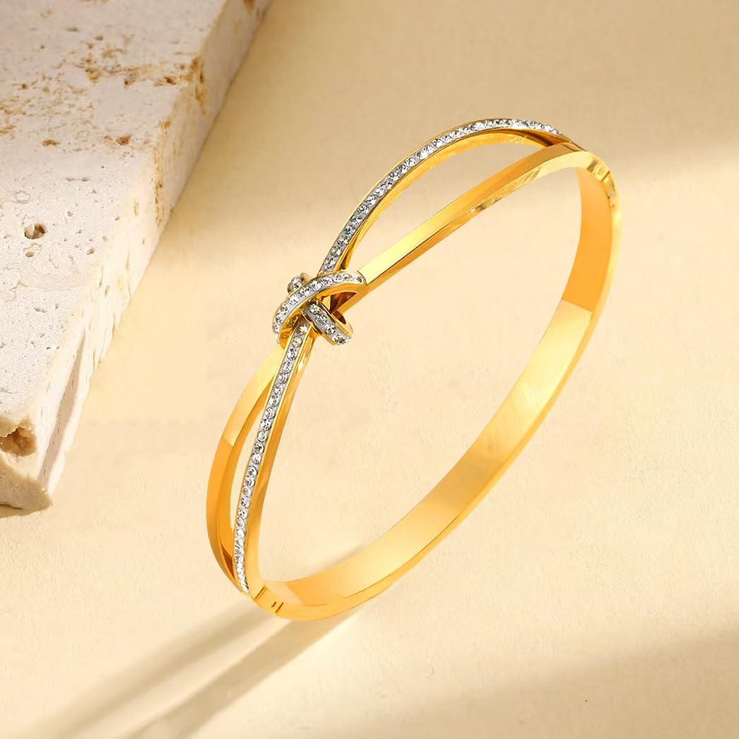Dainty Bangle Bracelet for Women Personalized Cubic Zirconia Love Bracelets Tiny Waist Oval Bangles Bracelets Gifts for Love - Image 3
