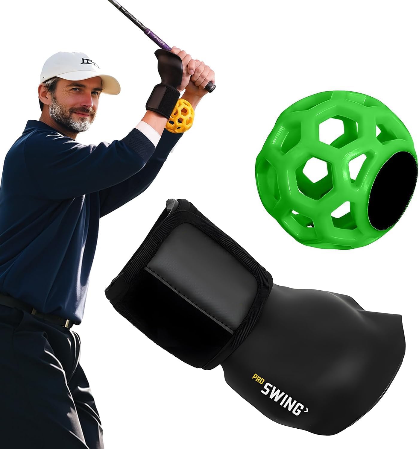 HoldOneLight Golf-Schwung-Trainer, Golf-Trainingshilfe, Golf-Handgelenk-Trainingshilfe, Golf-Trainingshilfe, Golf-Schwung-Trainer, Essential Swing Posture Corrector für Anfänger (Green)