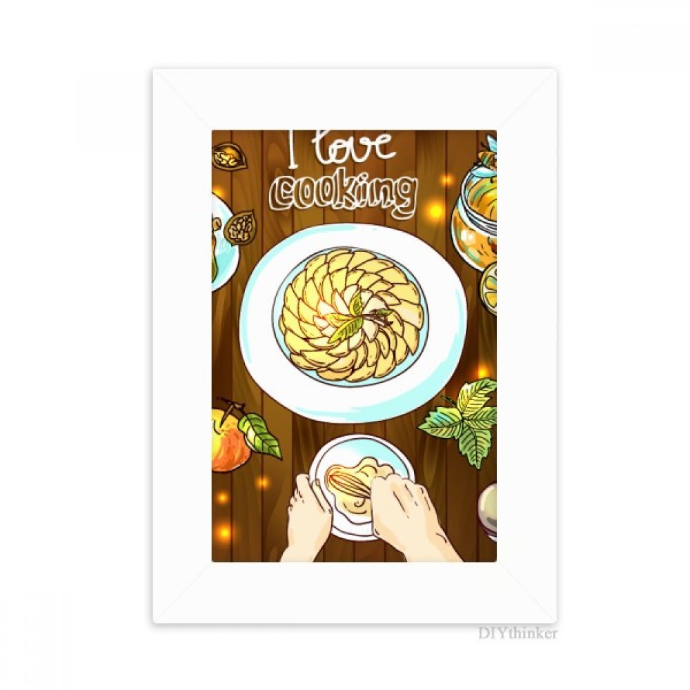 Cadre photo blanc J'aime Cuisiner des œufs, peinture miel battu 10x15