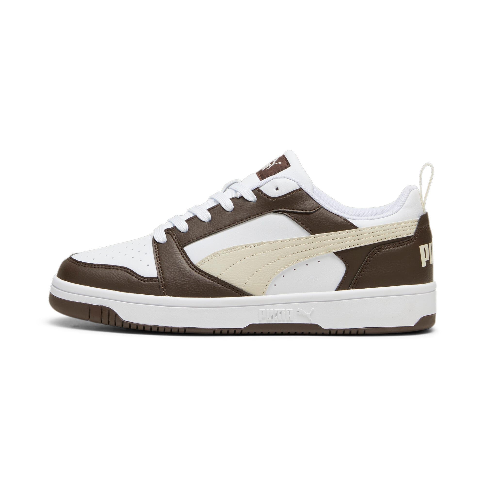 PUMA Rebound V6 Low Unisex Sneaker, Espresso Brown Alpine Snow White, 44.5 EU