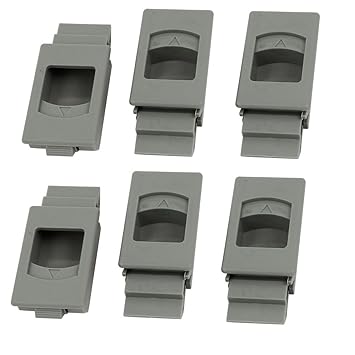 ELECTROPRIME Window Door Inside Pull Rectangular Plastic Slide Latch Fittings Gray 6pcs
