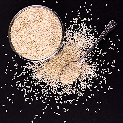 Spices Village Raw Sesame Seeds, White Seasame Seeds Bulk, Fresh Hulled Sesame Seeds for Cooking and Baking, Gourmet Natural Sesame, Kosher-Gluten Free-Non GMO Sesame, Resealable Bulk Bag