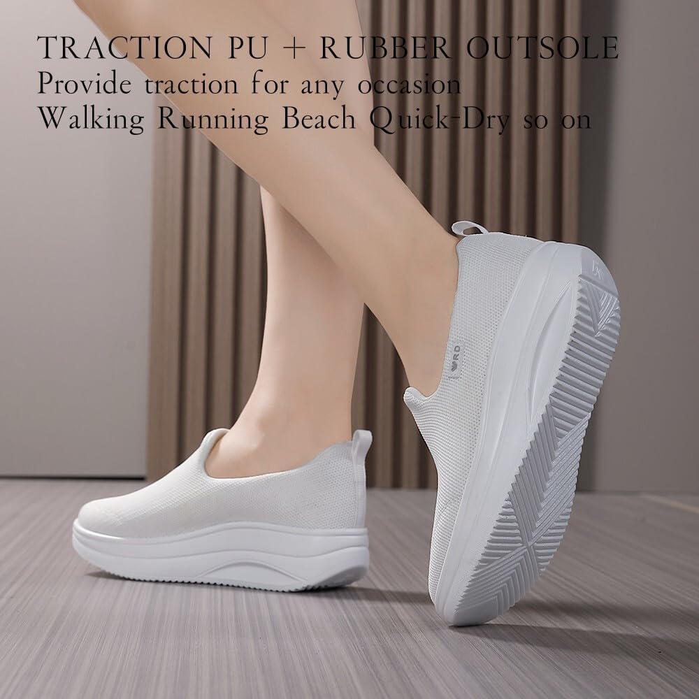 Roltte Walking Shoes for Women Slip On Nurse Slip Resistant Work Sock Sneakers Food Service Platform Comfortable Weight Light - Image 5