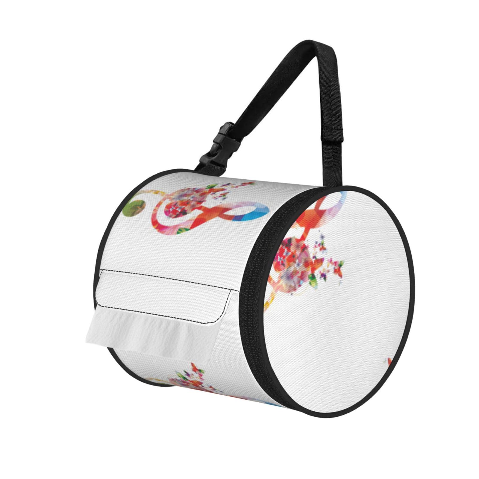 Colorful Music Print Fashion Tissues Organizer Box, Hanging Tissue Holder For Purse Coins For Car Office Daily Outing